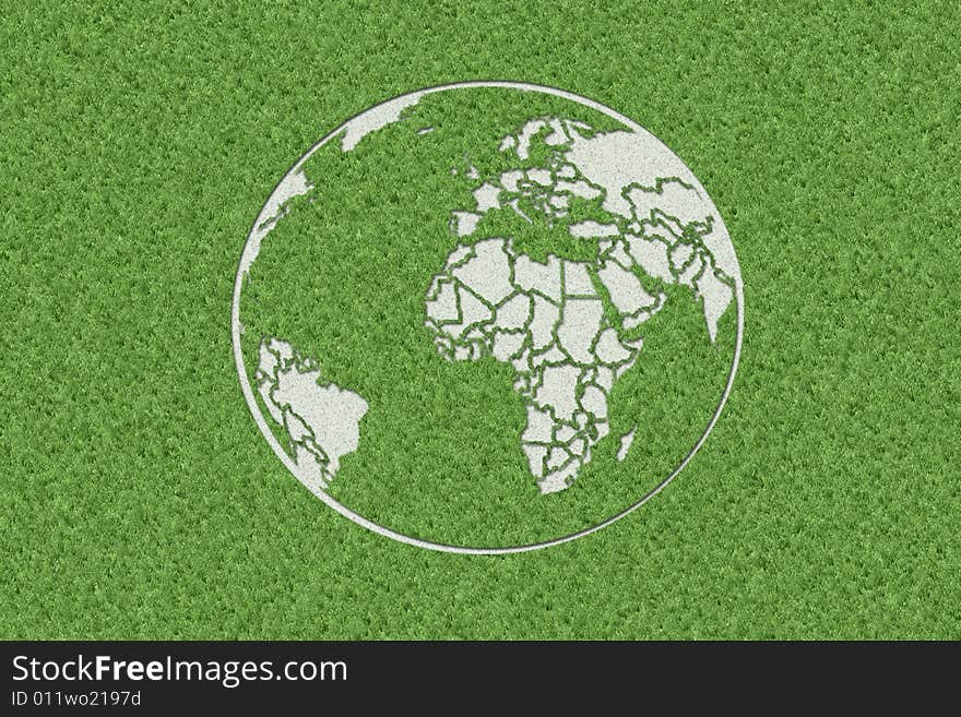 The shape of the earth cut into grass. The shape of the earth cut into grass