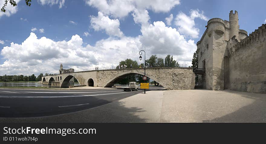 Panorama of famous Avignon s bridge