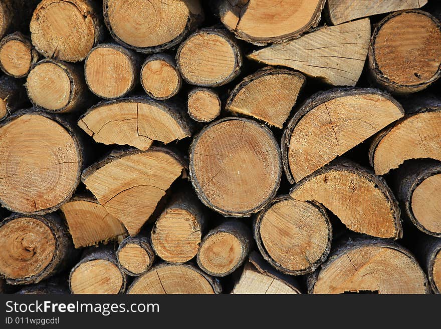 Pile of logs cut for firewood