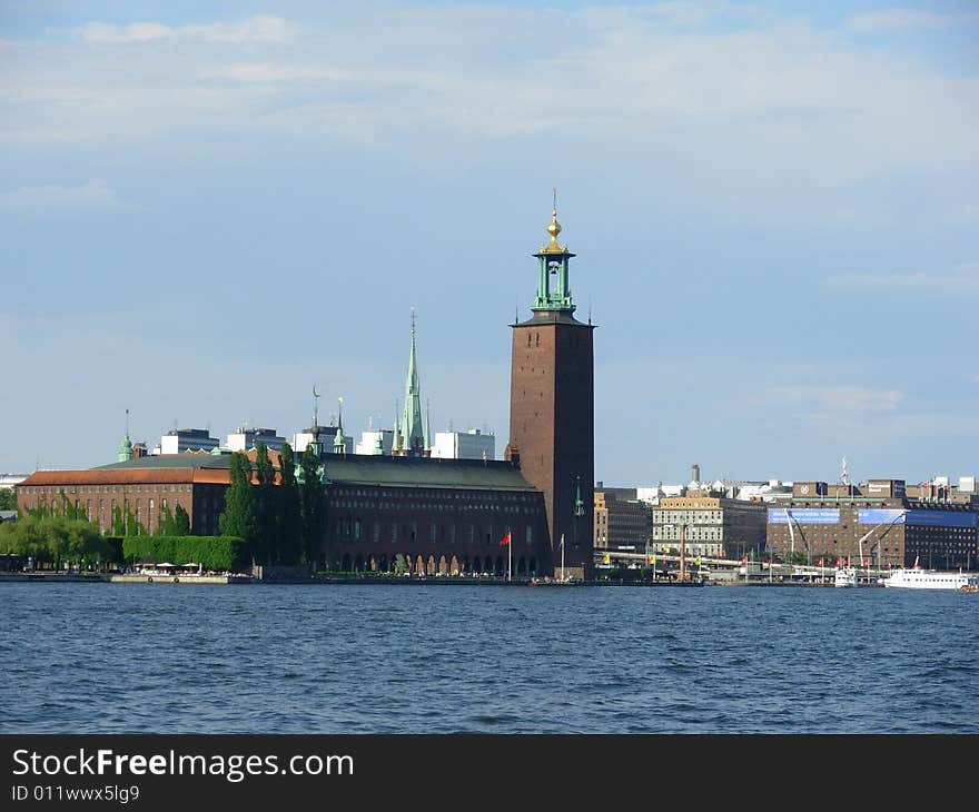 Stadthuset Stockholm, cityhall brick stone building