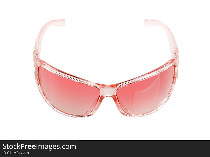 Pink isolated sunglasses with white background