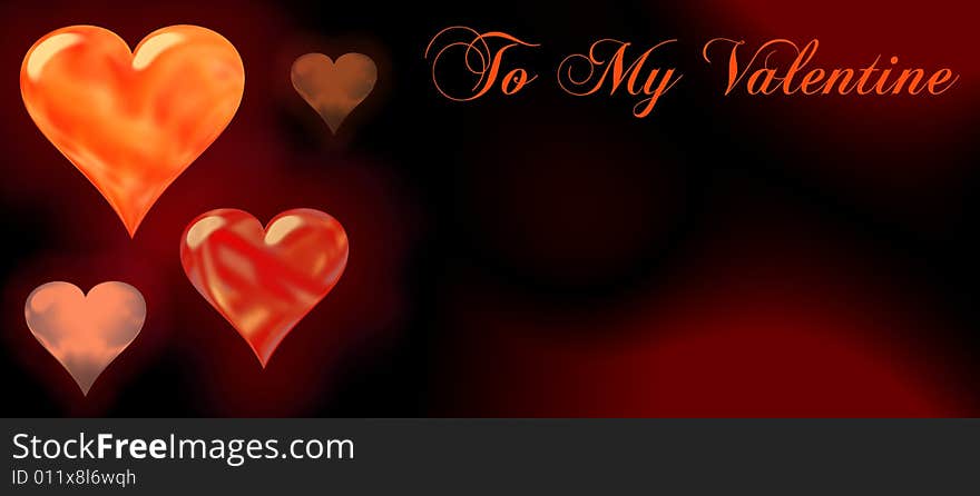 A simple valentine banner with glassy hearths. A simple valentine banner with glassy hearths