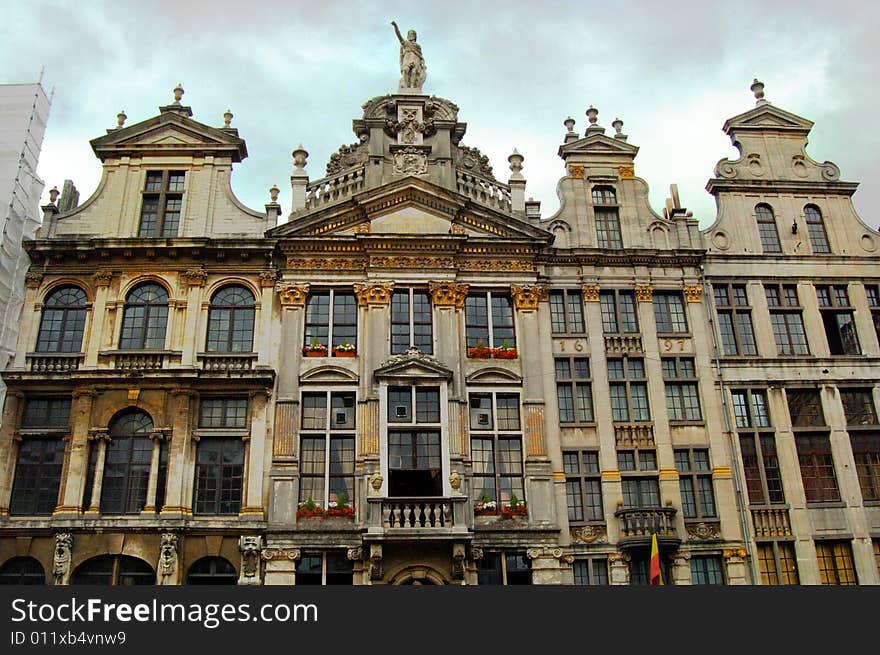 Several of the guild houses at Grand Place in Brussels, Belgium. Several of the guild houses at Grand Place in Brussels, Belgium.