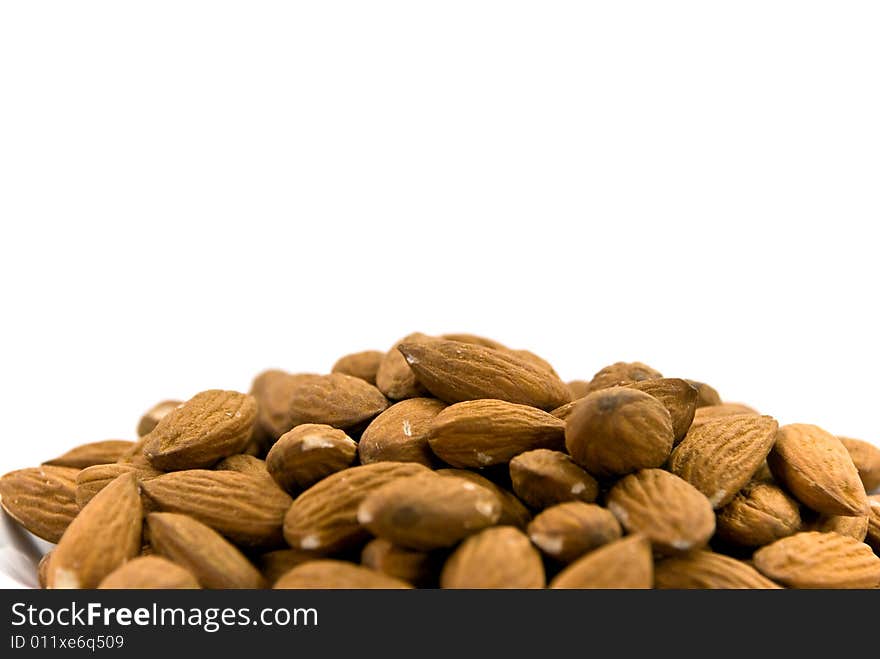 Raw almonds - isolated on white