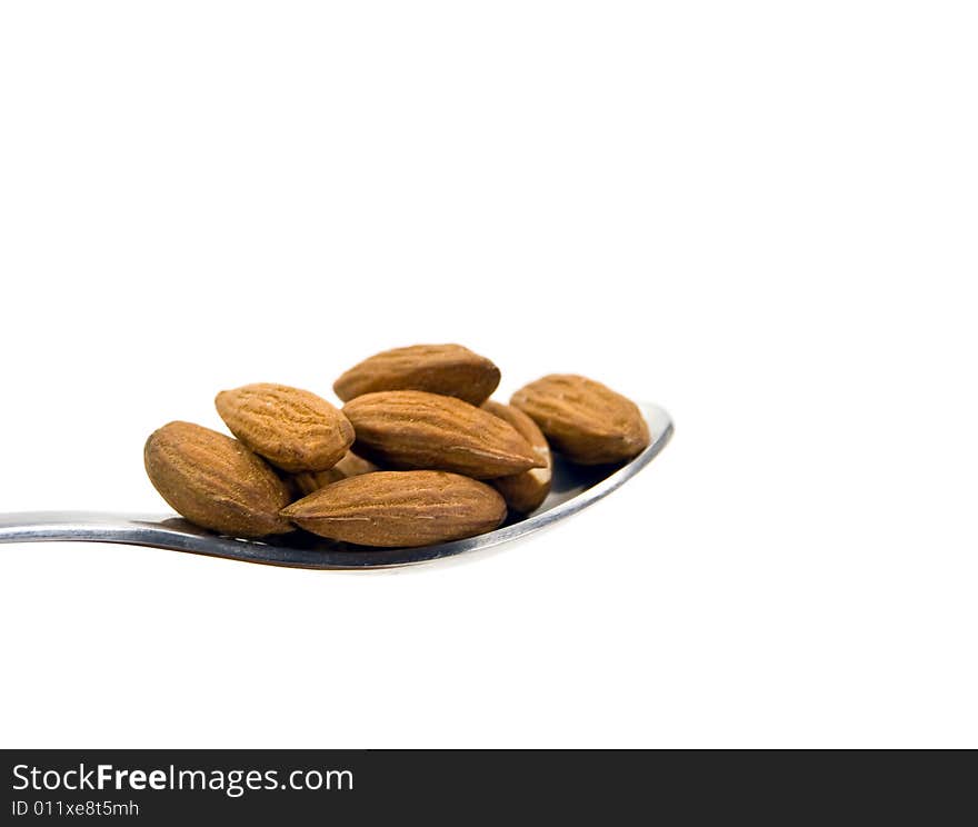 Raw almonds - isolated on white