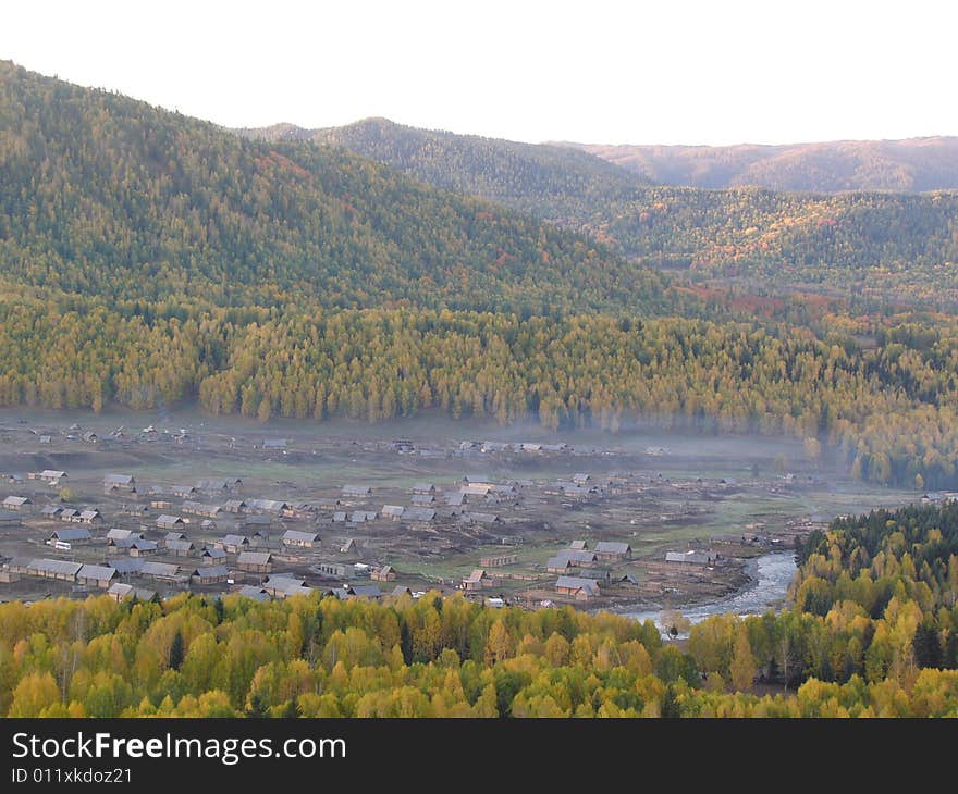 An early morning of a village in north west of China.