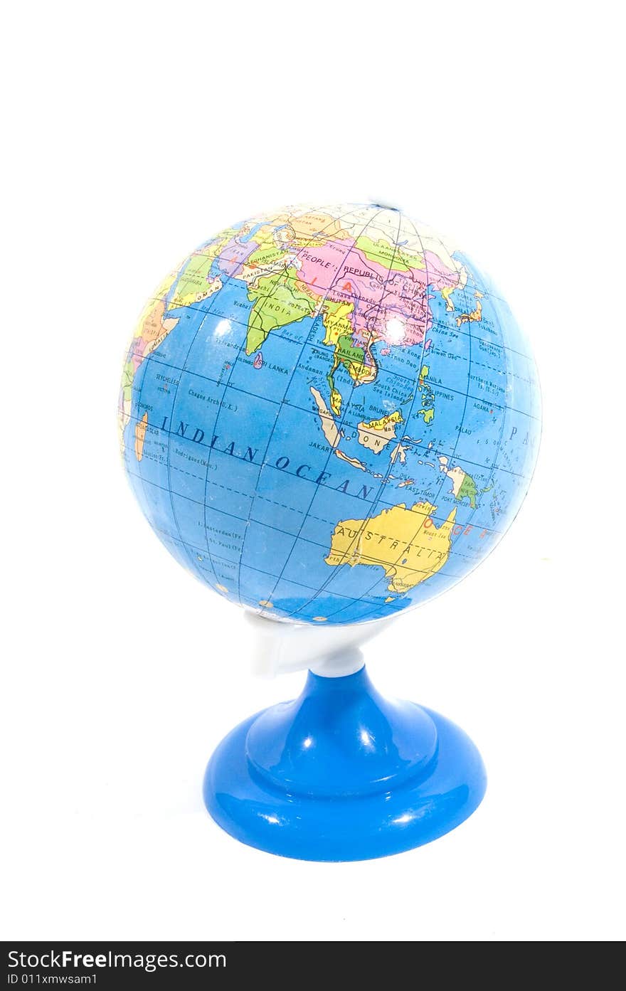 Globe used on school isolated on a white background. Globe used on school isolated on a white background