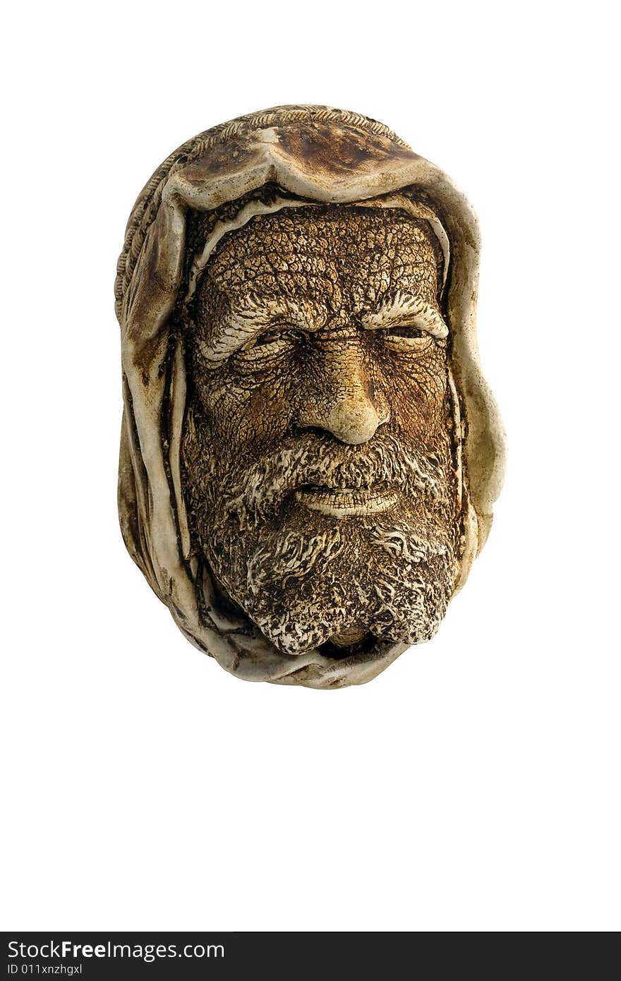 Mask of an old Bedouin against the white backgroun