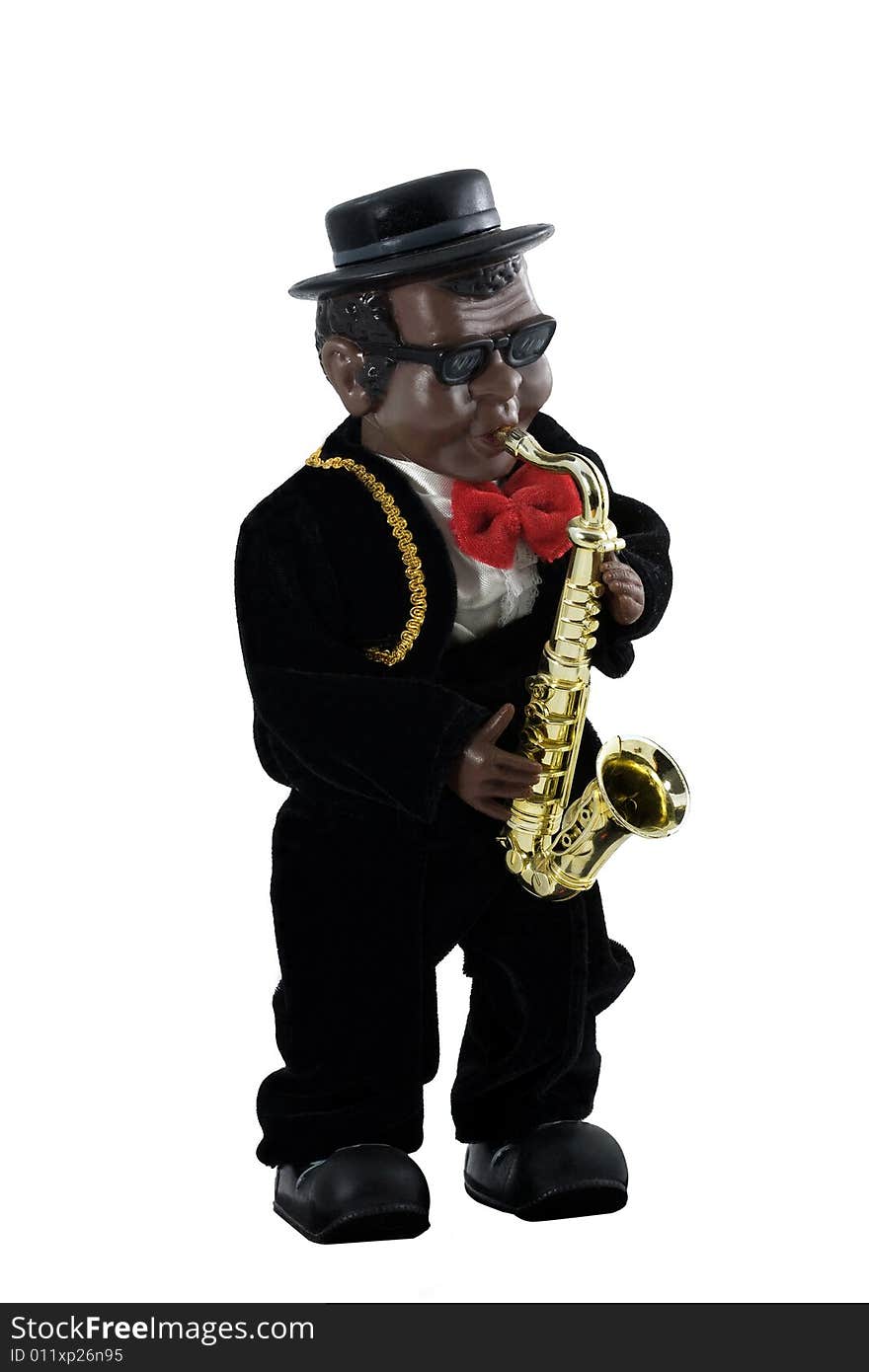 Toy of Afro-american saxophone player.