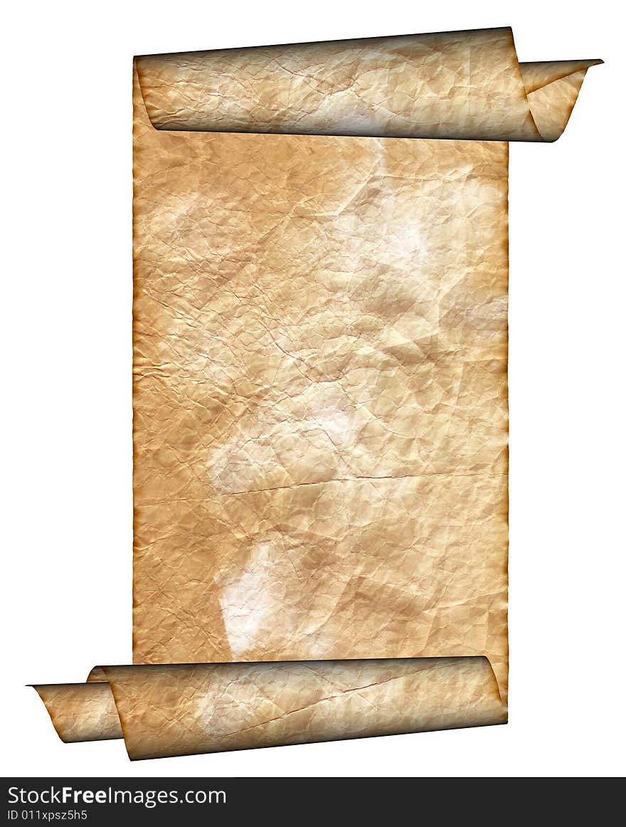 Vintage grunge rolled parchment illustration with ragged borders (natural paper texture)