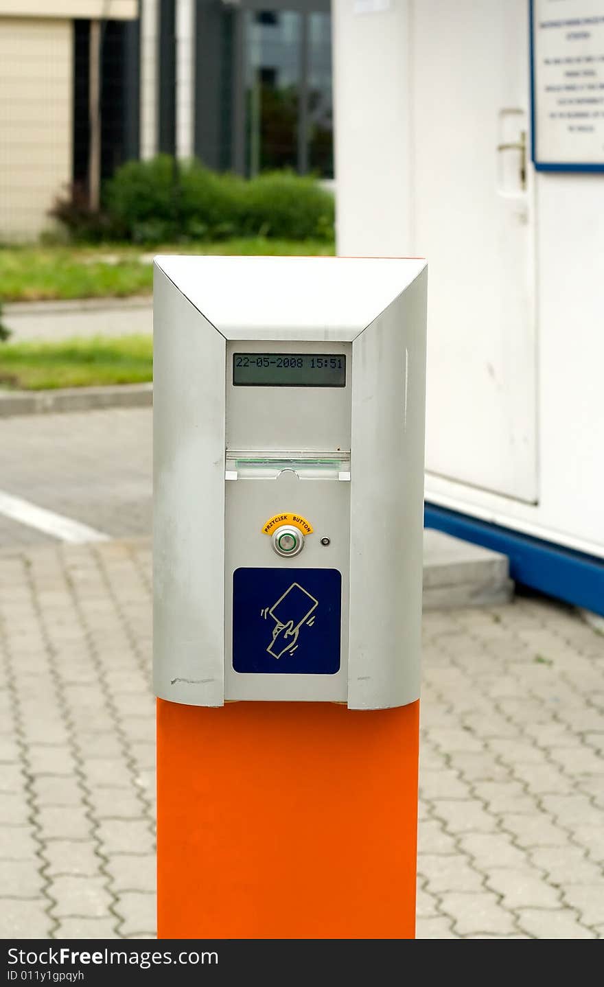 Parking lot gate, the reader of magnetical cards