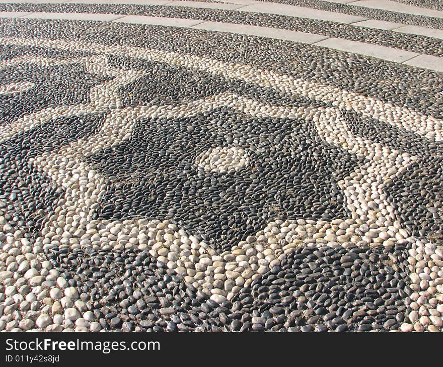 View of old pavement in Vigevano near Milan