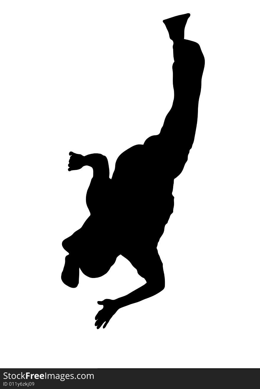 Illustration silhouette of street dancer on white background. Illustration silhouette of street dancer on white background