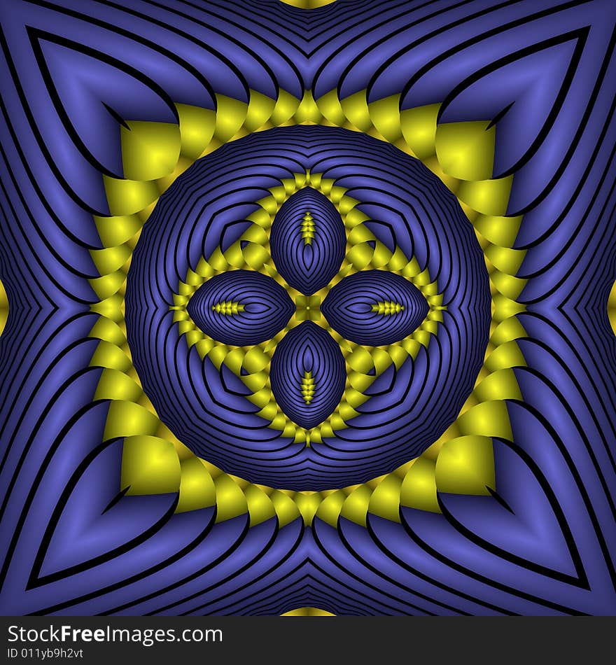 Abstract fractal image resembling a royal ribbon pillow