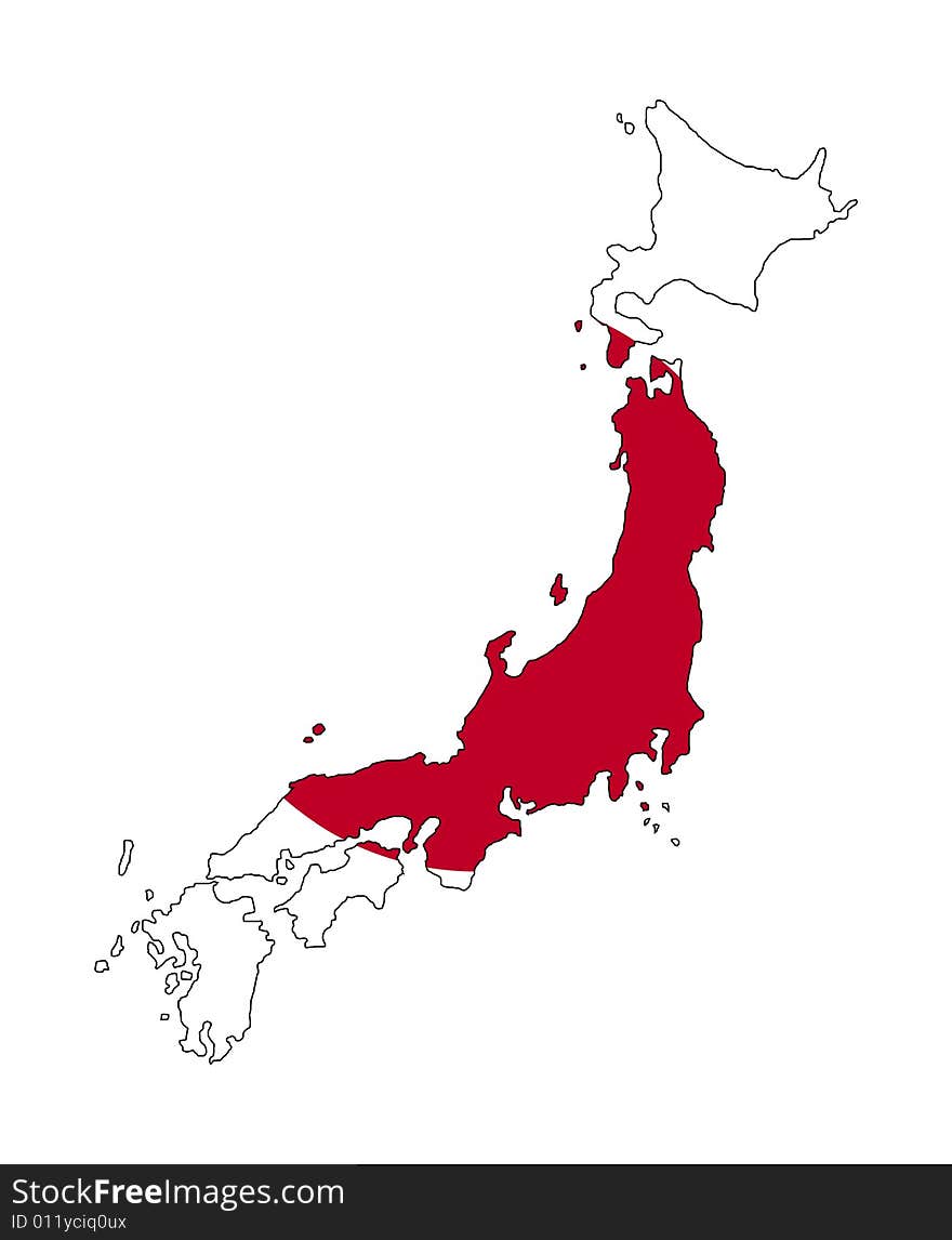 Map and flag of japan