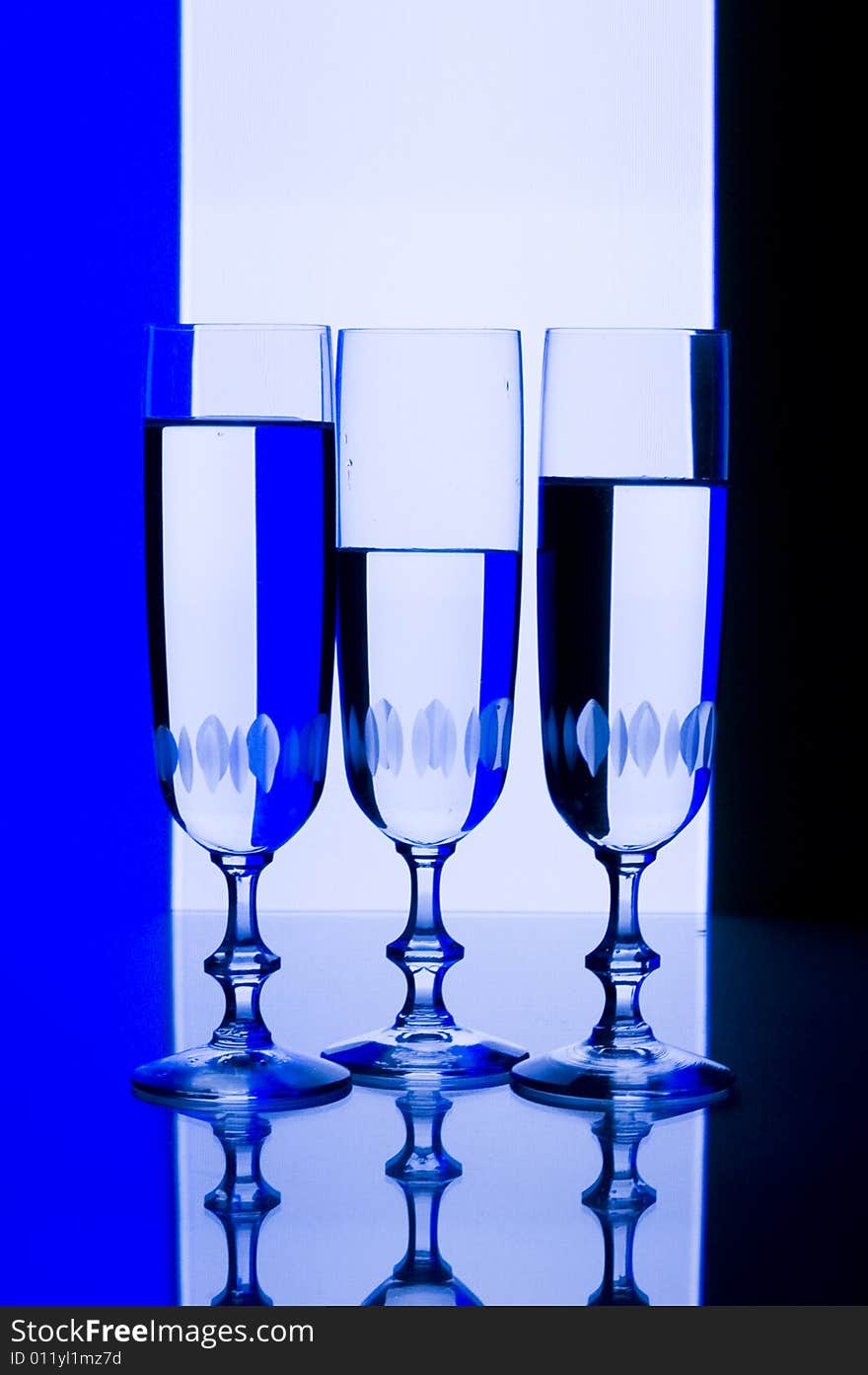 Glasses with water with background