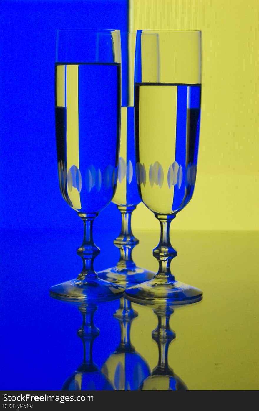 Glasses with water with background