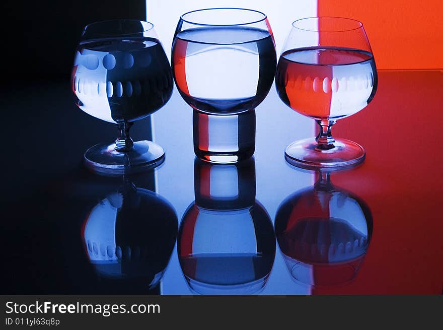 Glasses with water with background