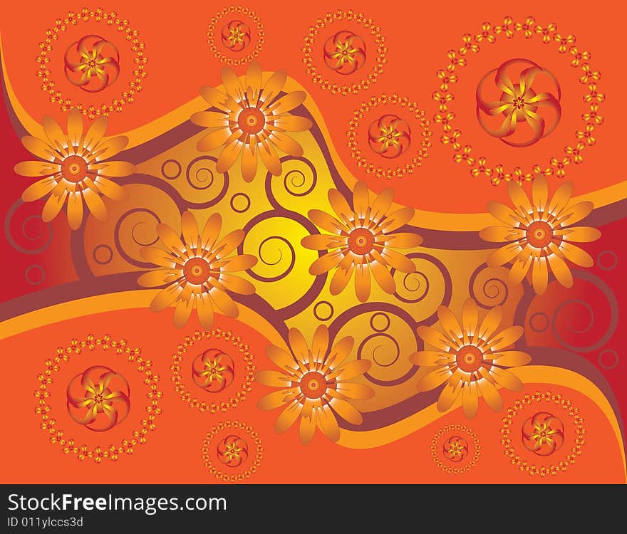 Flowery Wreaths are Featured in an Abstract Background Illustration. Flowery Wreaths are Featured in an Abstract Background Illustration.