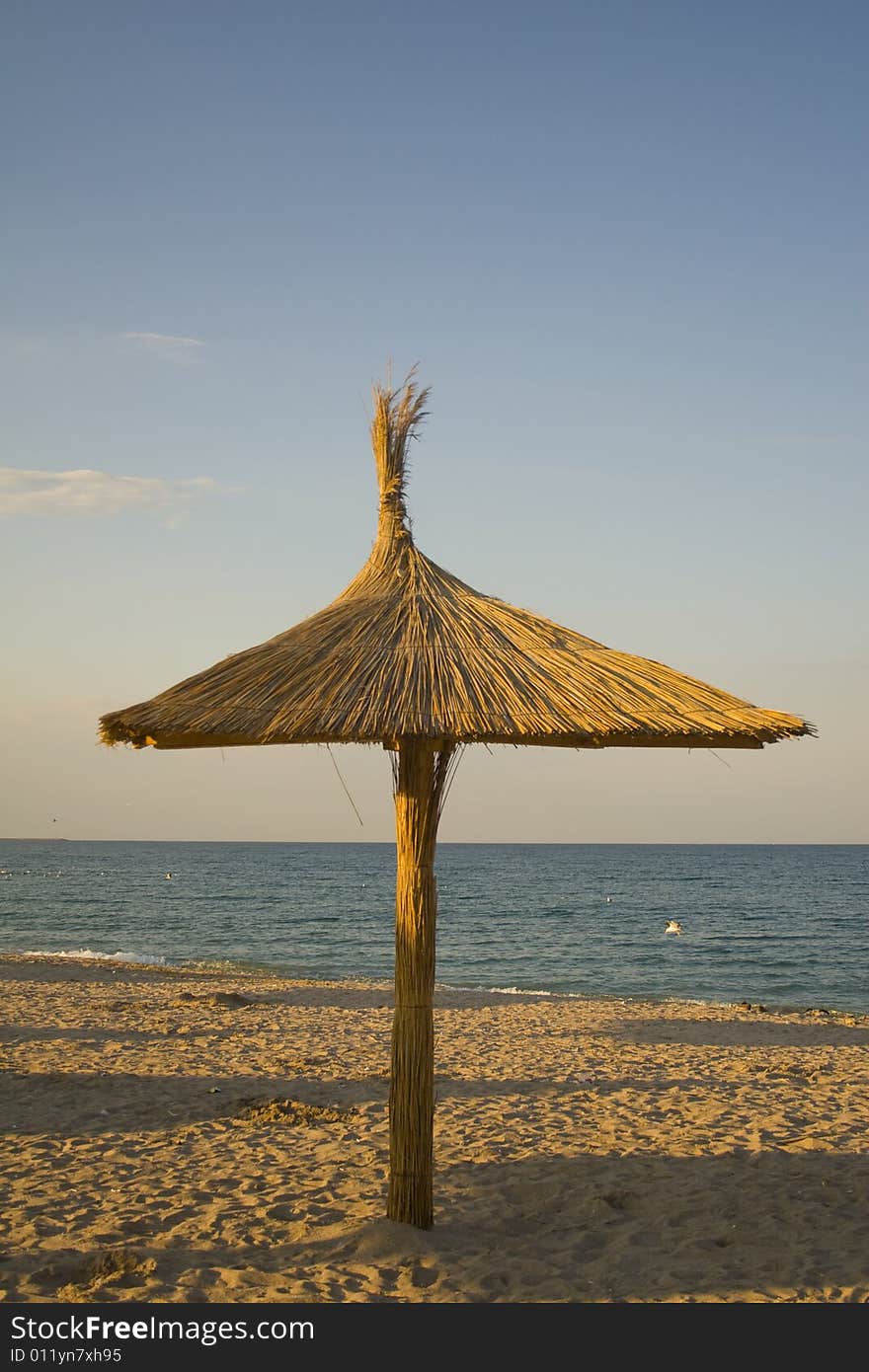 Single thatched umbrella