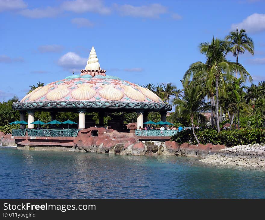 The original shape of the outdoor restaurant in a resort on Paradise Island, The Bahamas. The original shape of the outdoor restaurant in a resort on Paradise Island, The Bahamas.