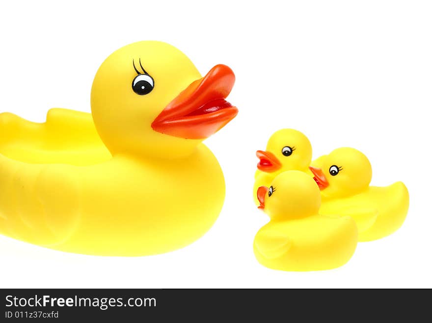 Small yellow plastic ducks