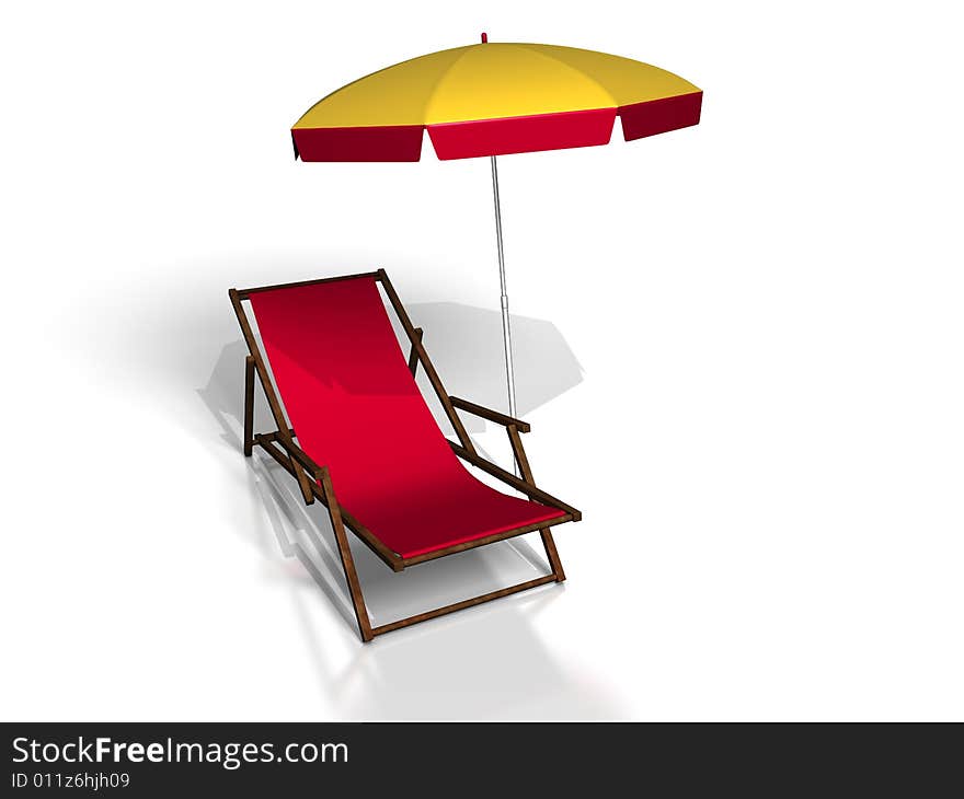 Beach chair on white background