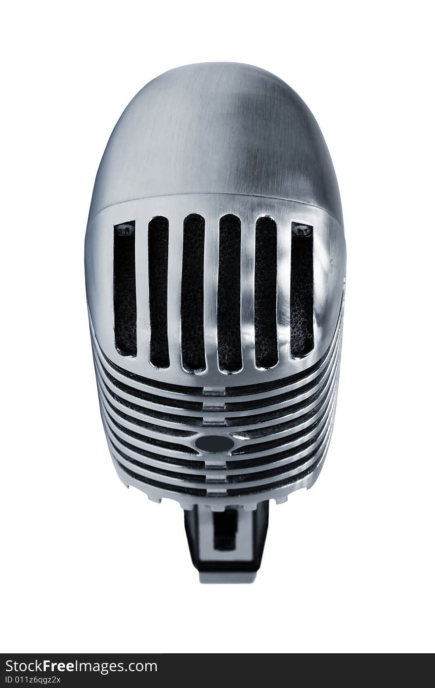 Beautiful old microphone on a white background