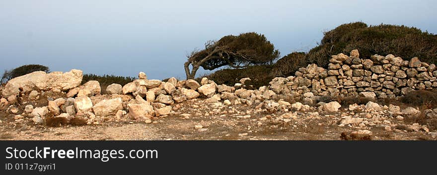 Windy Day: landscape on a Greece island