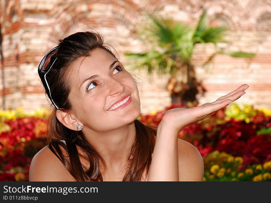 Beautiful smiling girl and blurry background