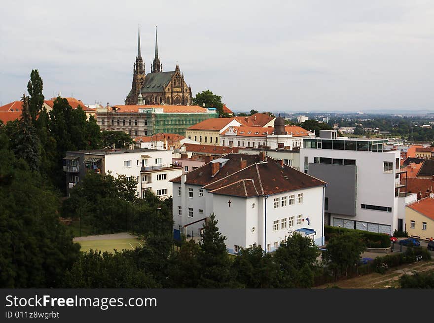 The cathedral of Brno, above the luxurious quater of the town. The cathedral of Brno, above the luxurious quater of the town.