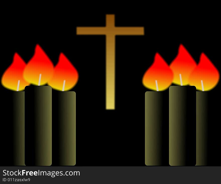 Candles and cross