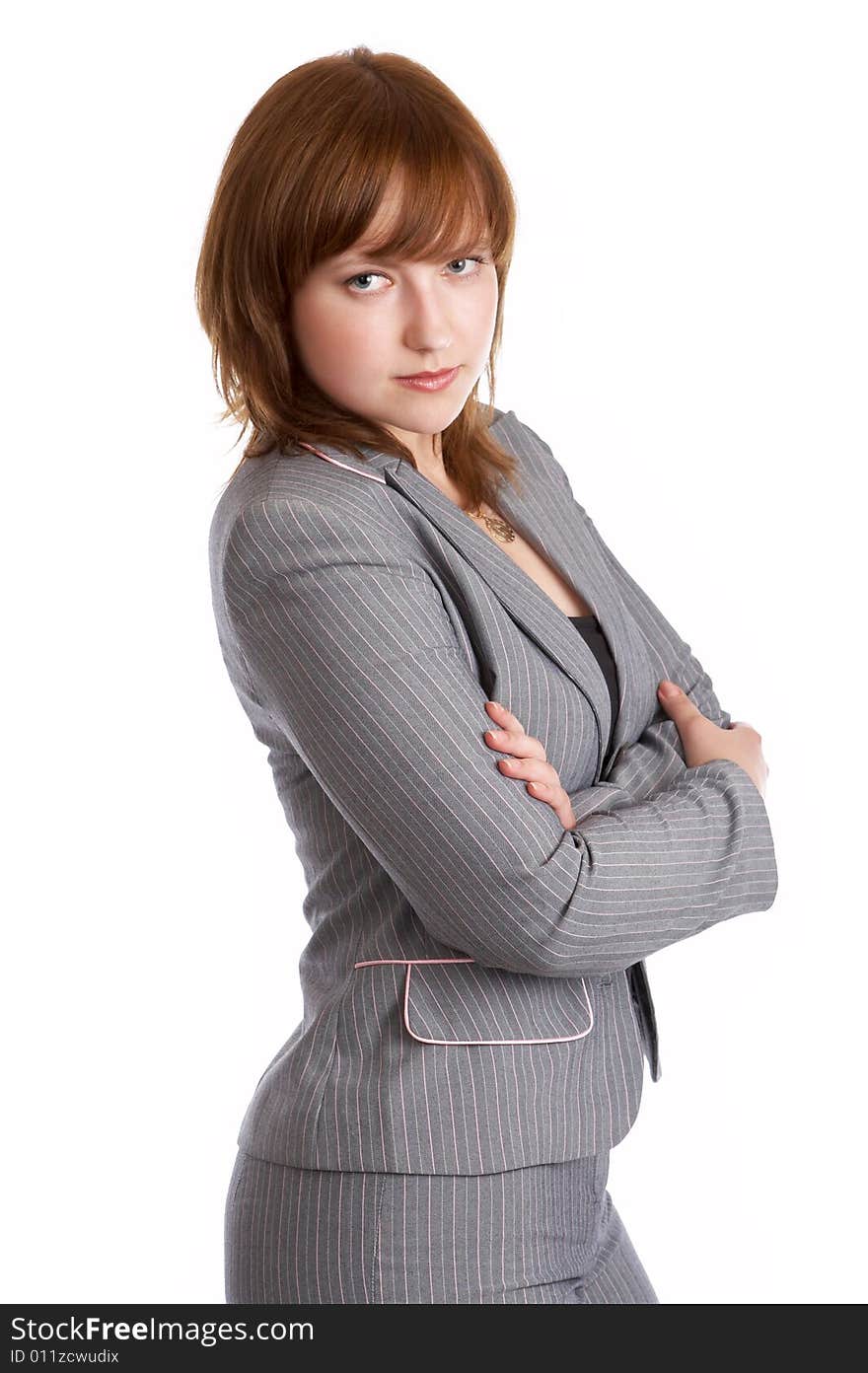 woman in a business suit isolated on white. woman in a business suit isolated on white