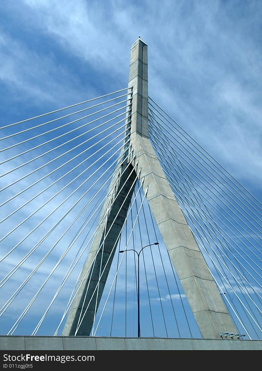 Cable Stay Bridge Wishbone And Clouds