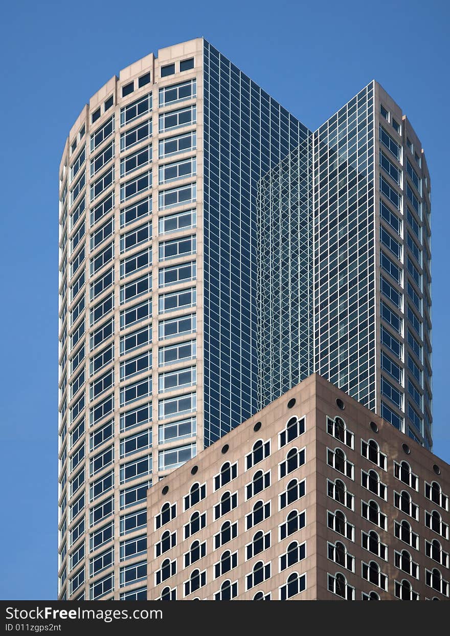 Curved and Cubed Skyscrapers high rise blue sky