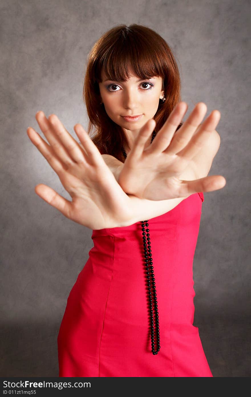 Fashion girl on a Grey background