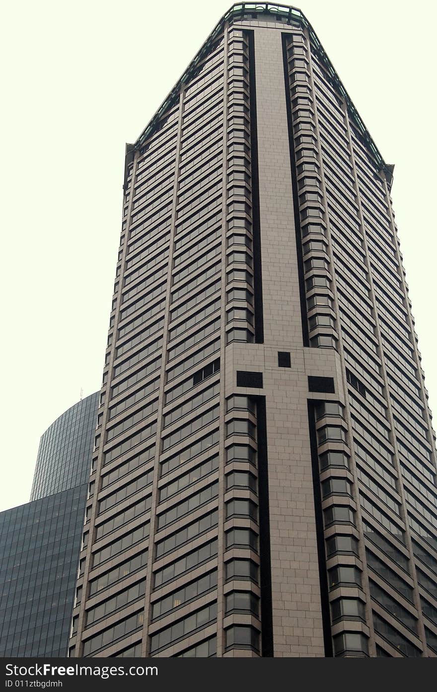 A modern building in the downtown of a city