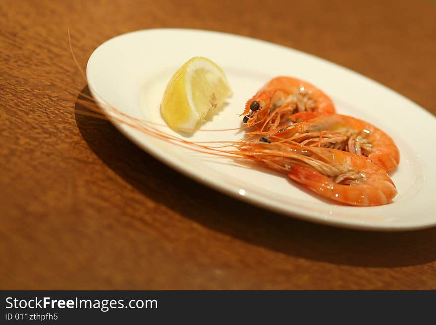 Fresh cooked prawns