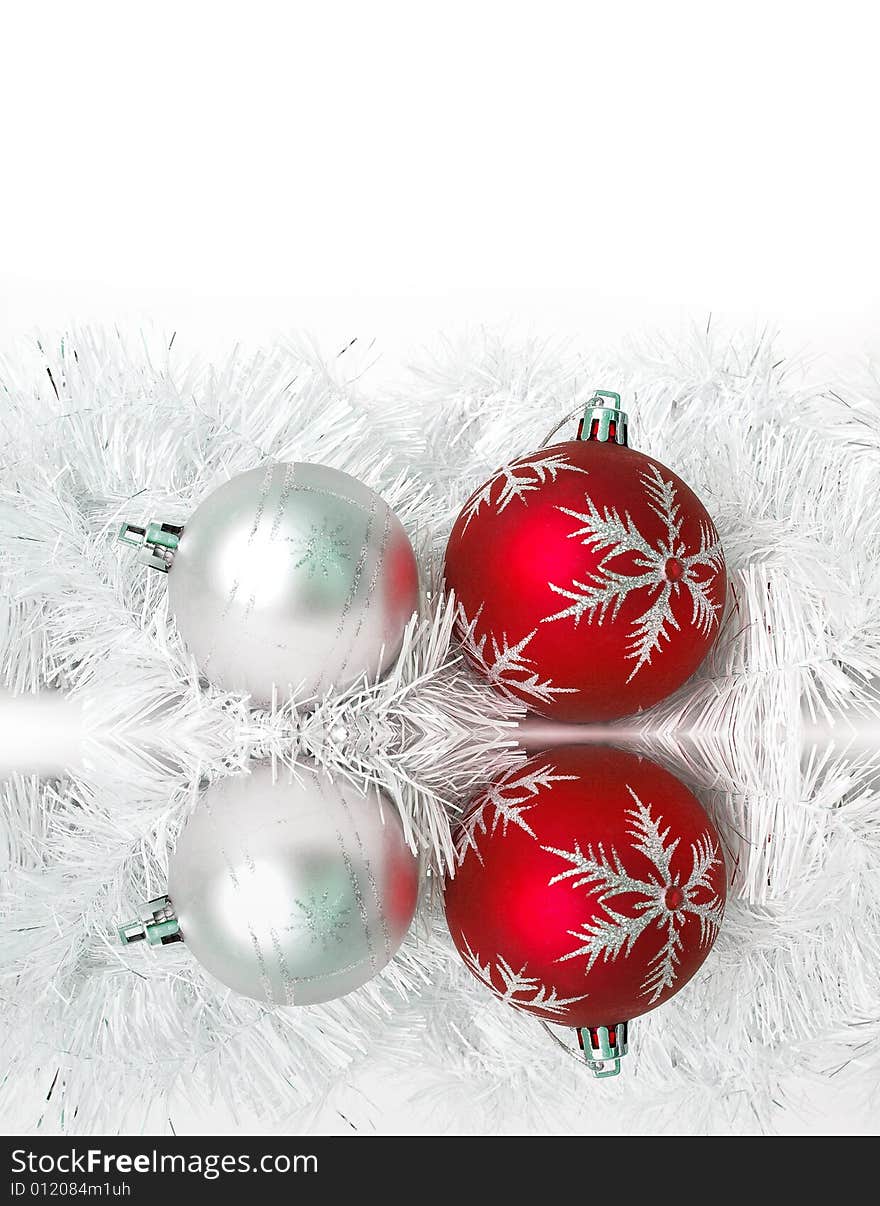 New Year's card. Spheres on a white background