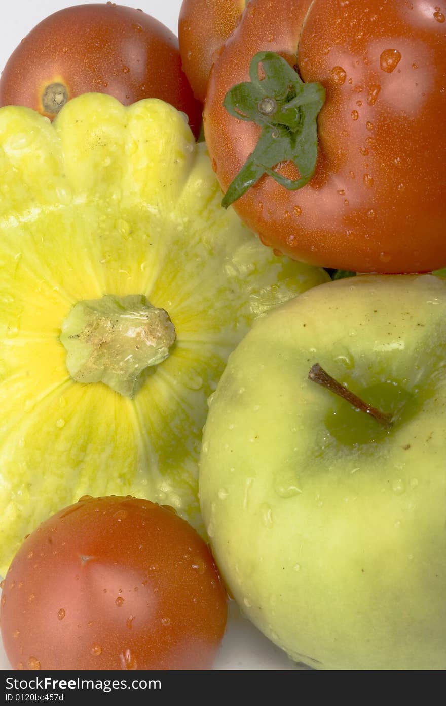 A pile of vegetables isolated on a white background