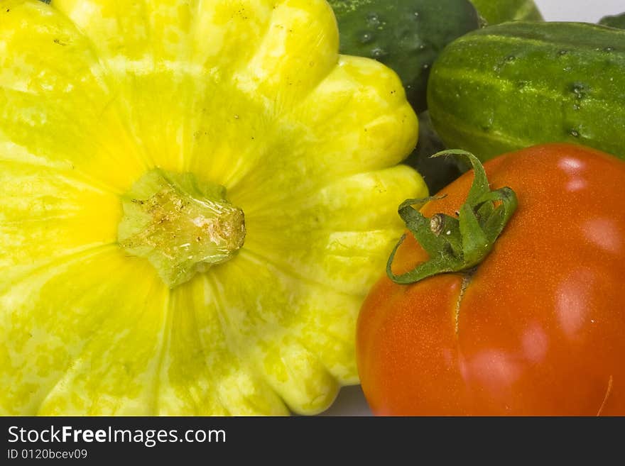 A pile of vegetables isolated on a white background