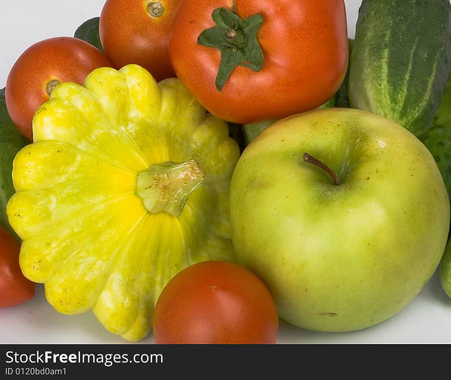 A pile of vegetables isolated on a white background