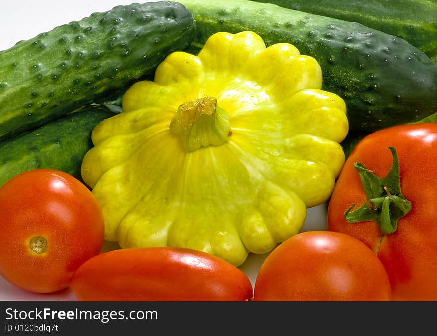 A pile of vegetables isolated on a white background