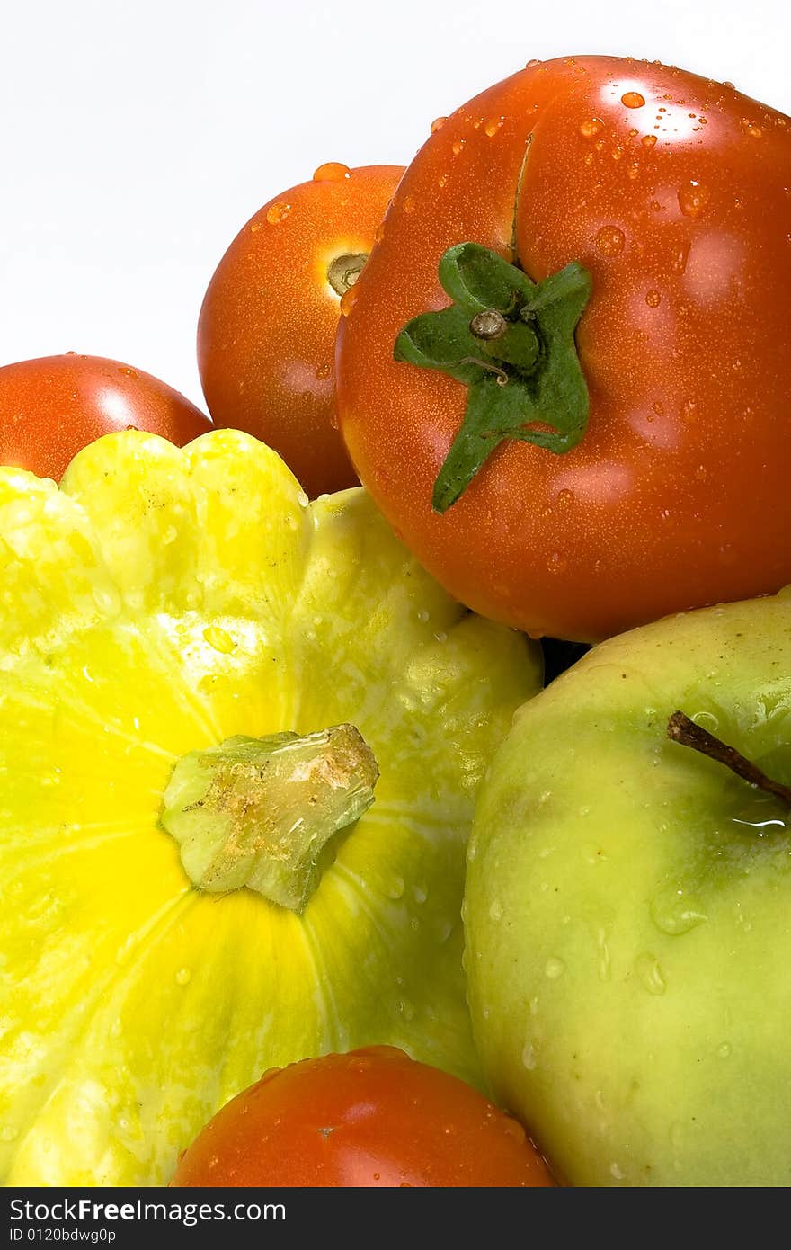 A pile of vegetables isolated on a white background