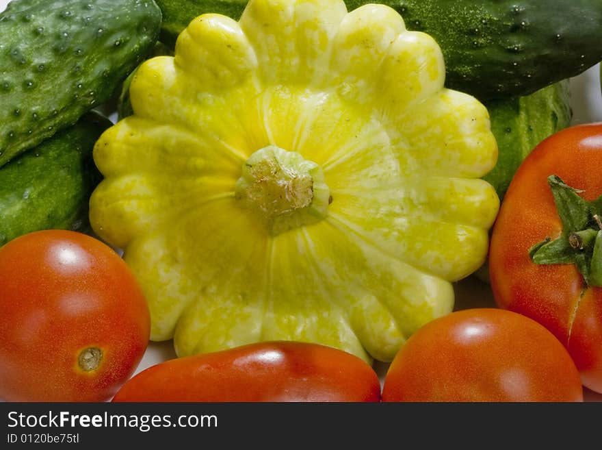 A pile of vegetables isolated on a white background