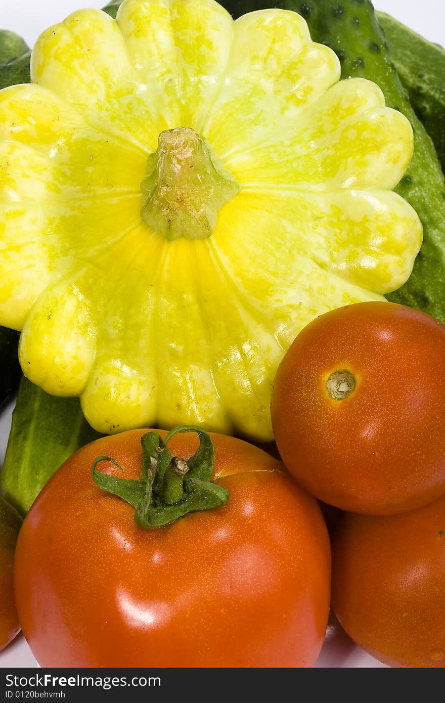 A pile of vegetables isolated on a white background