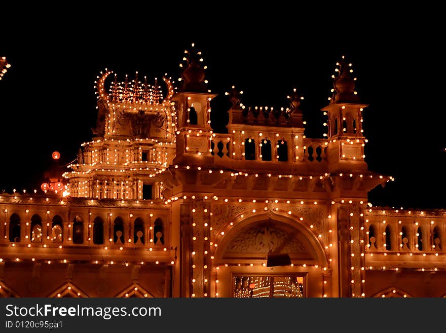 Mysore temple lighting