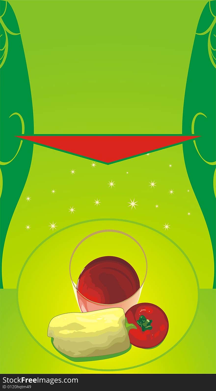 Pepper and tomato. Vegetable juice. Abstract background for wrapping. Vector