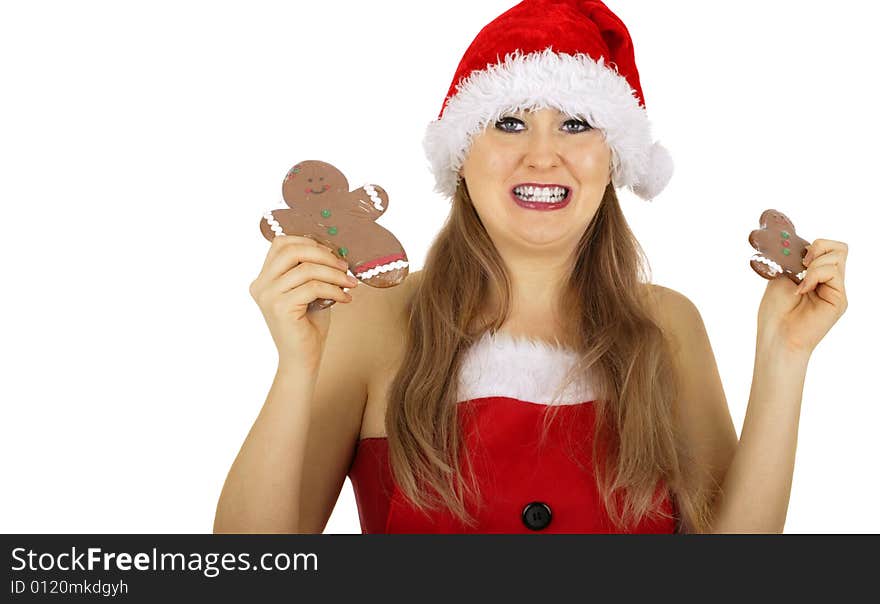 Mrs Santa Holding Gingerbread