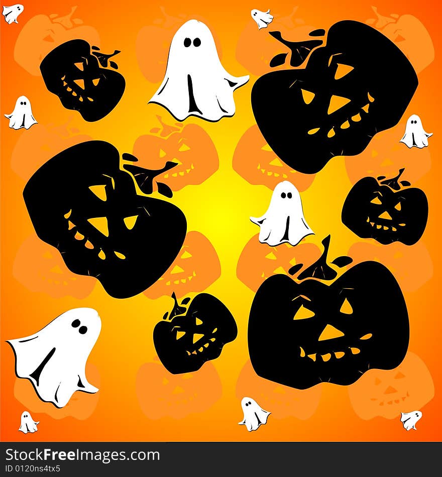 Colorful halloween seamless funky pattern with pumkin and gost for your design. JPG vers. in my port. Colorful halloween seamless funky pattern with pumkin and gost for your design. JPG vers. in my port